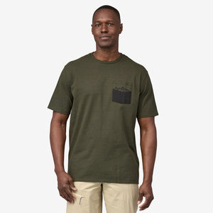 Front of men's patagonia waterline pocket t-shirt in basin green