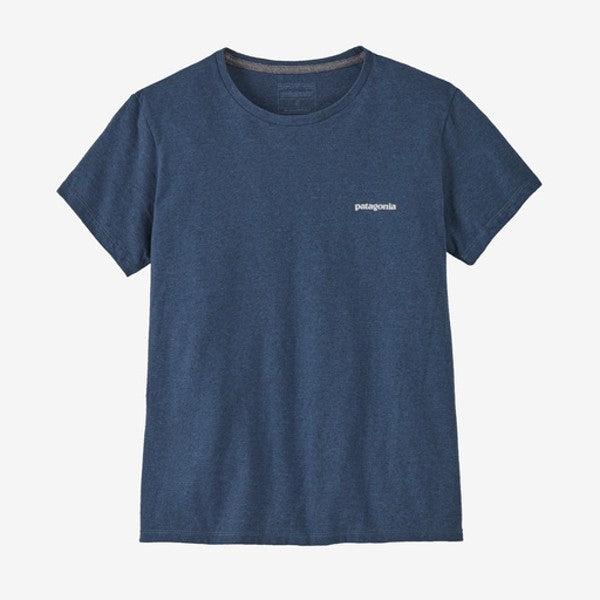 Front of women's patagonia P-6 logo t-shirt in utility blue