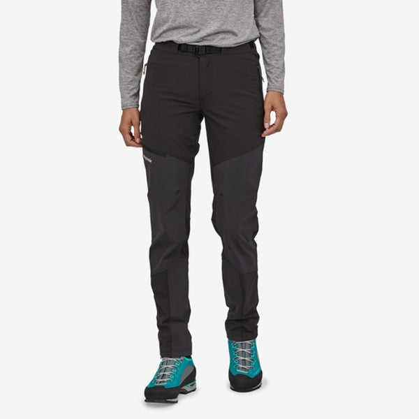 Front of model wearing patagonia women's terravia alpine pants in black