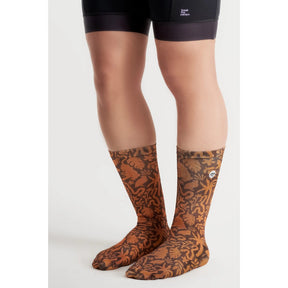 Peppermint Cycling Co. Signature socks in wild rosewood pattern