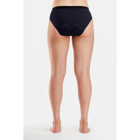 Back on-model view of women's black Peppermint Cycling padded underwear