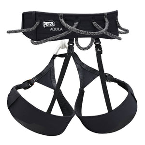 Back view of black Petzl Aquila harness