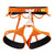 Front view of orange Petzl Hirundos climbing harness