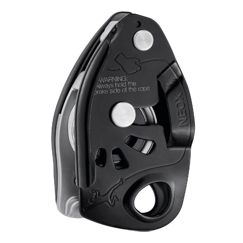 Black Petzl NEOX belay device front