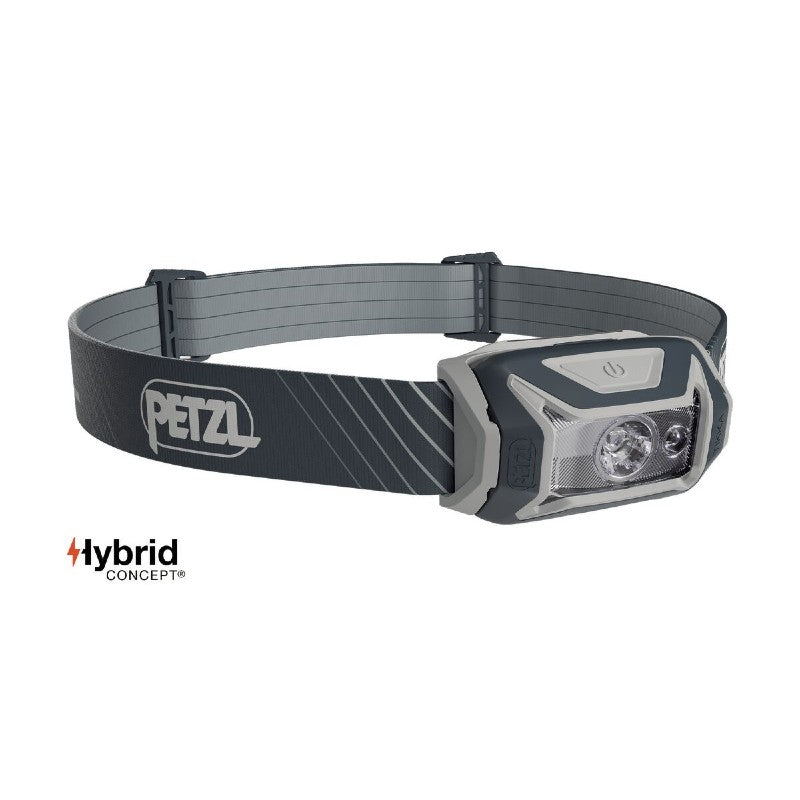 Front view of grey Petzl TIKKA CORE headlamp