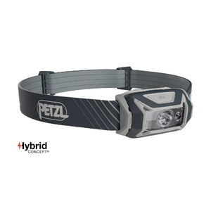 Front view of grey Petzl TIKKA CORE headlamp