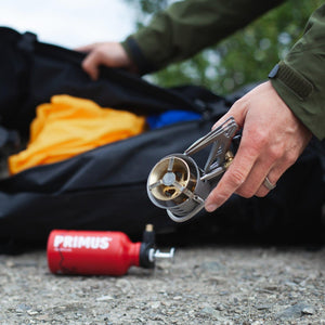 Folded view of Primus MultiFuel backpacking stove