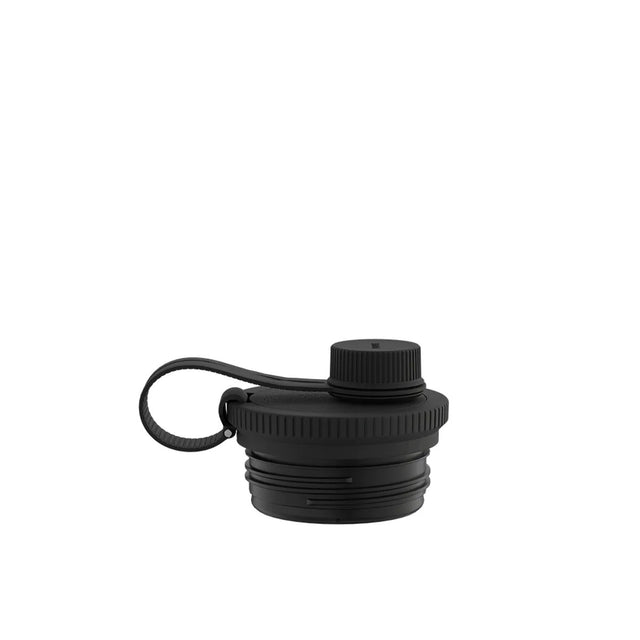 Black water bottle cap on a white background