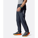 Side on-model view of black Rab Phantom waterproof pants