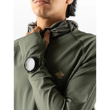 Watch window detail of men's green Rabbit running cocoon 2.0 long sleeve hoody