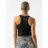Back view of women's black rabbit running crusher pocket crop