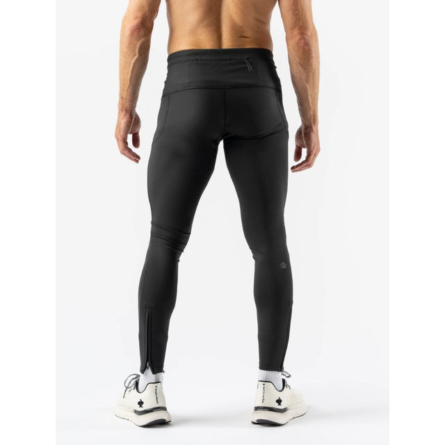Back on-model view of men's black Rabbit running Defroster Pocket Tightz