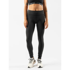 Front on-model view of women's black Rabbit Running Defroster tights