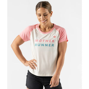 Front view of women's Mother Runner rabbit EZ Tee cropped shirt