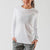 Front view of women's white rabbit EZ tee perf ice long sleeve shirt