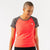 Front view of women's rabbit EZ Tee Perf SS Trail in fiery coral