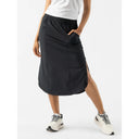 Front view of rabbit running Feelin' Fine skirt in black