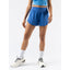 Front view of women's blue rabbit running float n fly shorts