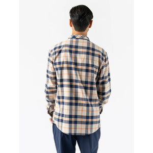 Back view of men's rabbit High Country LS Flannel in Silver Lining Plaid colour