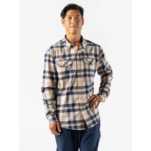 Front view of men's rabbit High Country LS Flannel in Silver Lining Plaid colour