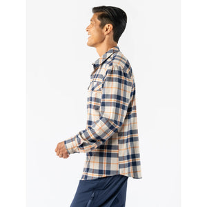 Side view of men's rabbit High Country LS Flannel in Silver Lining Plaid colour