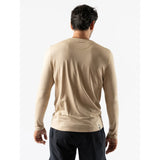 Back on-model view of men's cream coloured Rabbit Layer One base layer long sleeve