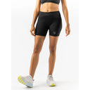 Front view of women's black Rabbit Running leggy smashems shorts