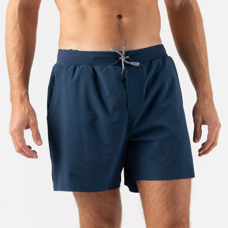 Front view of men's rabbit cruisers 5" shorts in Dress Blues colour