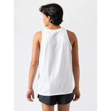 Back on-model view of men's white rabbit running race pace tank