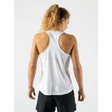 Back on-model view of women's white rabbit running race pace tank