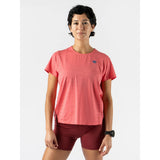 Front view of women's pink rabbit running Race Pace Tee