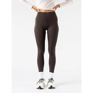 Front on-model view of women's brown Rabbit Speed Tights