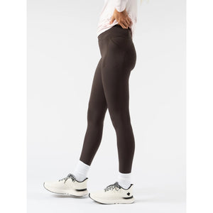 Side on-model view of women's brown Rabbit Speed Tights