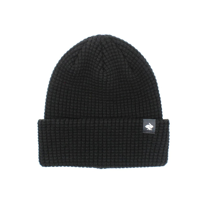 Black waffle knit beanie