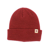 Red waffle knit beanie