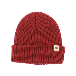 Red waffle knit beanie
