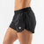 Side view of women's rabbit Fuel n' Fly shorts in black