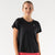 Front view of women's rabbit Race Pace tee in black