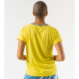 Back view of women's rabbit Race Pace tee in yellow