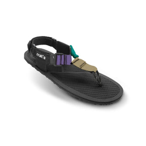 rrat's Y-Minimal sandal w/ purple/green/beige straps
