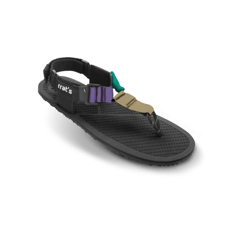 rrat's Y-Minimal sandal w/ purple/green/beige straps