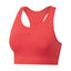 Front view of women's bright coral runderwear Balance sports bra
