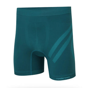 Front view of men's teal runderwear running boxer