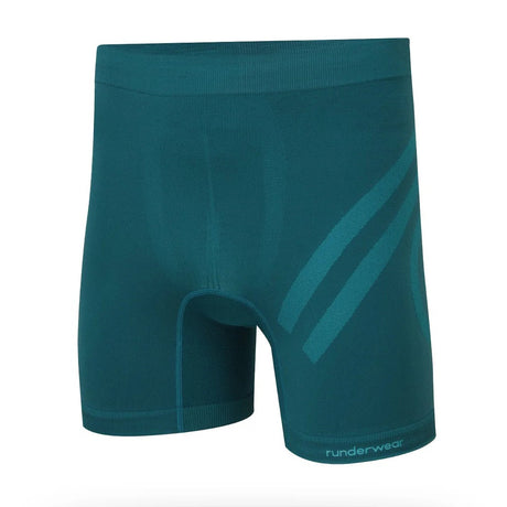 Front view of men's teal runderwear running boxer