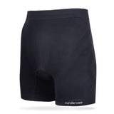 Front view of men's black runderwear running boxer