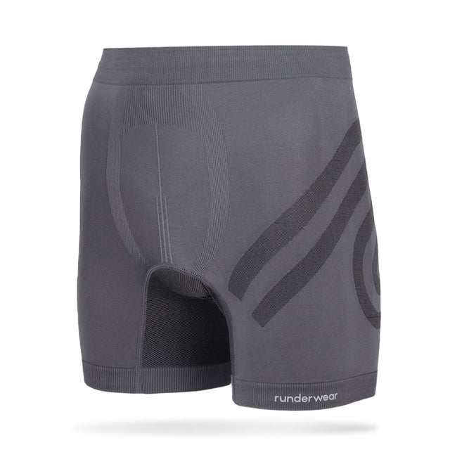 Front view of men's grey runderwear running boxer