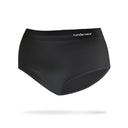 Front view of women's black runderwear running brief