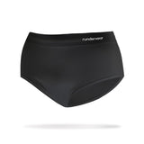 Front view of women's black runderwear running brief