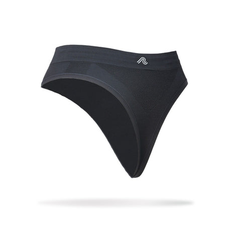 Back view of women's black runderwear thong