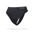 Front view of women's black runderwear thong